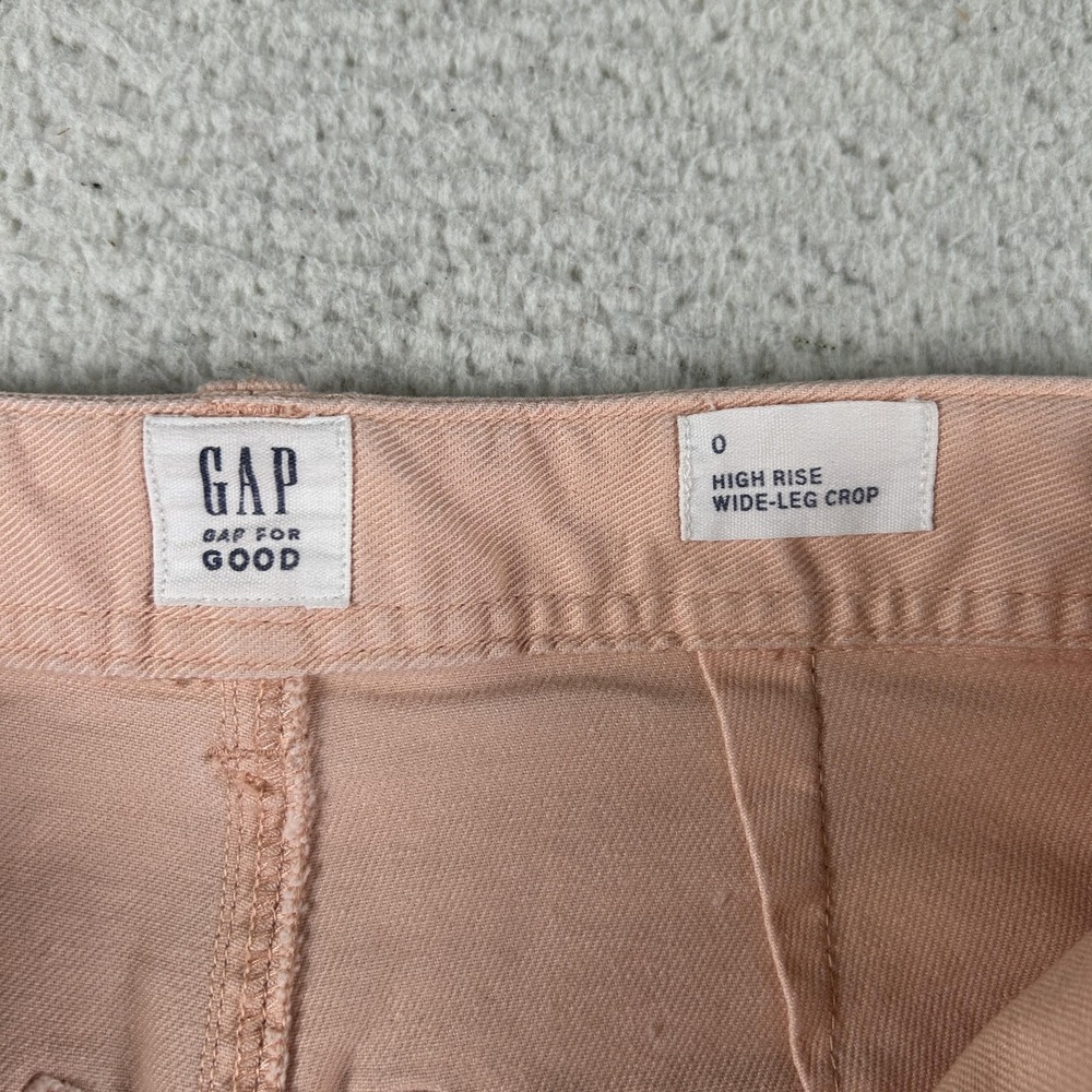 Gap Pants Womens 0 Pink High Rise Wide Leg Crop Twill Stretch Chino Spring - Picture 7 of 14